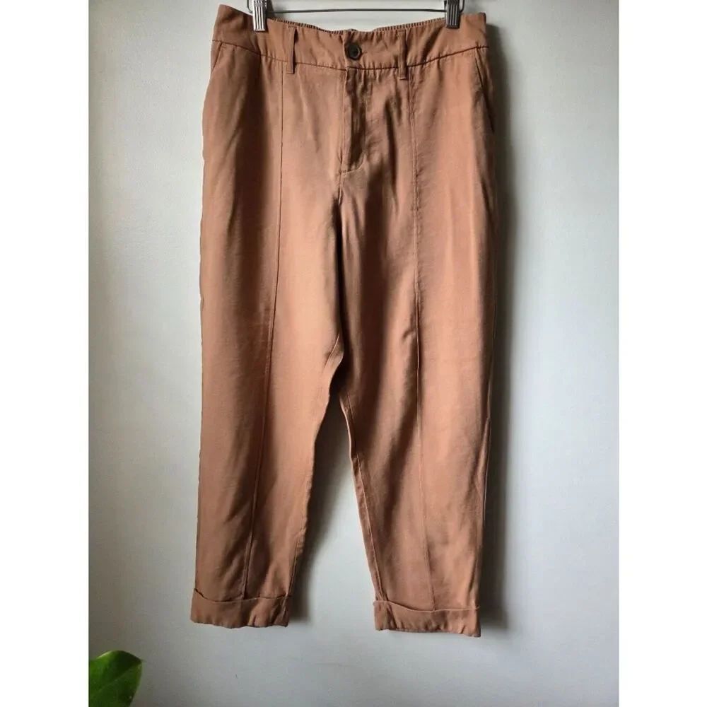 EUC A NEW DAY TAN CUFFED RELAXED TAPERED PANTS SIZE 12